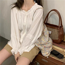 批发春夏<b class='q'>韩版</b>森女小清新防晒衣娃娃衫上衣蕾丝边宽松薄开衫<b class='q'>衬衫</b>防晒衣