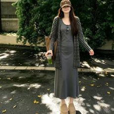 批发色U领纽扣背心长裙女<b class='q'>夏</b>季高腰显瘦无袖后开叉内搭T恤连衣裙