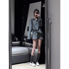 批发巨好看的两件套夏装女美式时尚宽松<b class='q'>休闲</b>长袖上衣百搭减龄短裤<b class='q'>套装</b>