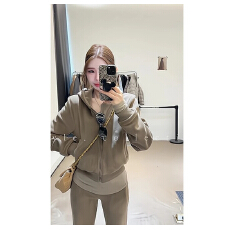 批发休闲运动套装女小众连帽卫衣<b class='q'>外套</b><b class='q'>上衣</b>秋季长裤阔腿裤拖地裤两件套