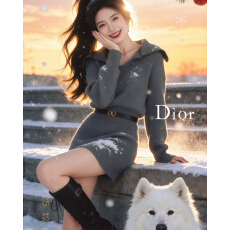 批发秋冬特别漂亮掐腰小裙子气质高级 感灰色针织<b class='q'>连衣裙</b>女