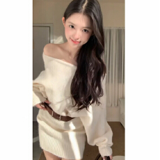 批发韩系秋冬巨好看纯欲风高级感软 糯针织<b class='q'>连衣裙</b>气质名媛装