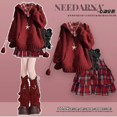 批发圣诞节新年穿搭红色针织连衣裙女巨好看的冬装特别漂亮掐腰小裙