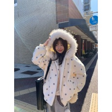 批发霍里德地图11.10PM20:00“晚安兔子”波点毛领连帽毛呢卫衣外套