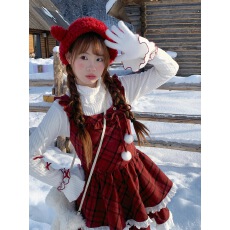 批发12.08 0点新品七折樱桃绒绒圆领收腰圣诞<b class='q'>连衣裙</b>+蝴蝶结<b class='q'>撞色</b>打底衫