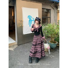 批发织物猪fabricpig莓果丝绒  暗黑风不规则长裙<b class='q'>套装</b>女冬黑紫半身裙