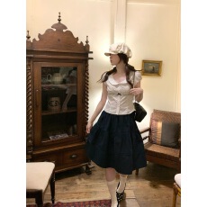 批发PtonUmi3/18晚8点上新波点<b class='q'>娃娃</b>领蝴蝶结短袖衬衫