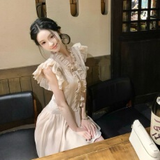 批发Hotdog 热狗很辣【中古欧若拉小姐】<b class='q'>荷叶边</b>雪纺<b class='q'>连衣裙</b>衬衫娃娃裙