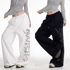 批发【纯棉复合烫钻】潮流烫钻宽松<b class='q'>街头</b>休闲卫裤宽松慵懒风阔腿裤子