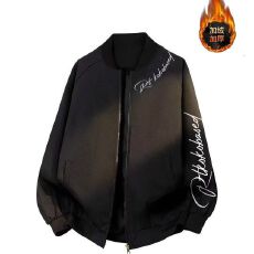 批发美式复古高街印花飞行员夹克棒球服男女加绒机能风情侣休闲<b class='q'>外套</b>潮