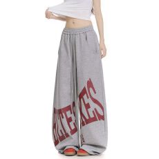 批发【华棉复合】美式高街男女宽松休闲运动长<b class='q'>裤</b><b class='q'>印花</b>秋冬新款阔腿<b class='q'>裤</b>