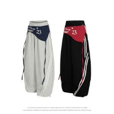 批发【原版质量做法】辣妹屁帘拼接爵士爆款设计感小众松宽松<b class='q'>休闲</b>裤