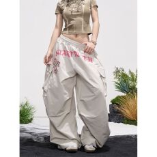 批发美式伞兵工装裤女夏季薄款速干运动裤宽松阔腿jazz爵士舞拖地<b class='q'>长裤</b>