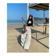 批发美式伞兵工装裤女夏季薄款速干运动裤宽松阔腿jazz爵士舞拖地<b class='q'>长裤</b>