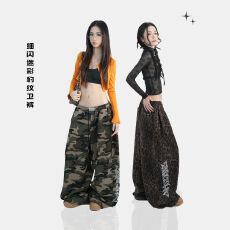 批发【原版水印撒金<b class='q'>烫钻</b>】潮牌迷彩闪闪<b class='q'>烫钻</b>卫裤休闲裤显瘦松紧