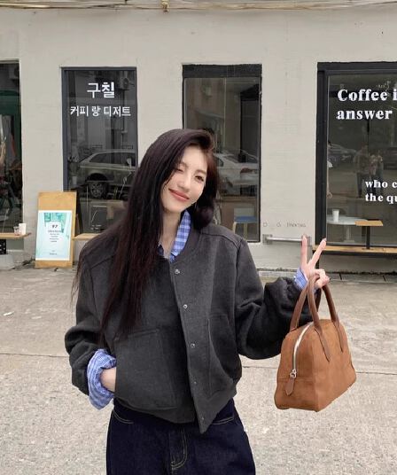 한 부서 레트로 회색 야구 유니폼 여성 코트 가을 새로운 고급 센스 느긋한 바람 루즈핏 캐주얼 재킷 맨위