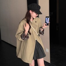 批发高级感老钱风卡其色风衣外套女2026早春大码胖mm小个子中长款夹克