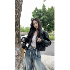 批发黑色皮衣外套女短款小个子2026春<b class='q'>秋</b>季复古机车服港风气质pu皮夹克