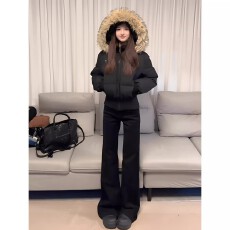 批发美式复古黑色毛领派克服保暖显瘦收腰棉衣棉服女款2026年新款冬季