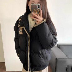 批发黑色棉服女2025新款冬季韩系小个子国潮<b class='q'>情侣装</b>加厚外套女款冬装