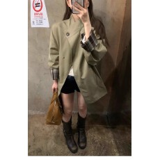 批发卡其色短款风衣外套女2026秋季新款高级感小个子休闲宽松气质大衣