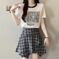 批发2026复古不规则格子半身裙女显高夏季美式设计感短裙