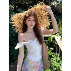 批发夏季一整套ootd旅游穿搭夏日绝美俏皮小上衣油画半身裙两件套装裙