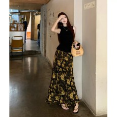 批发夏季新中式碎花裙子女夏2026新款半身裙长裙薄纱<b class='q'>复古</b>姐系贵感