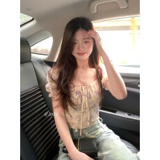 批发浪漫碎花女泡泡袖2026夏季甜美上衣收腰短款小衫夏季新品