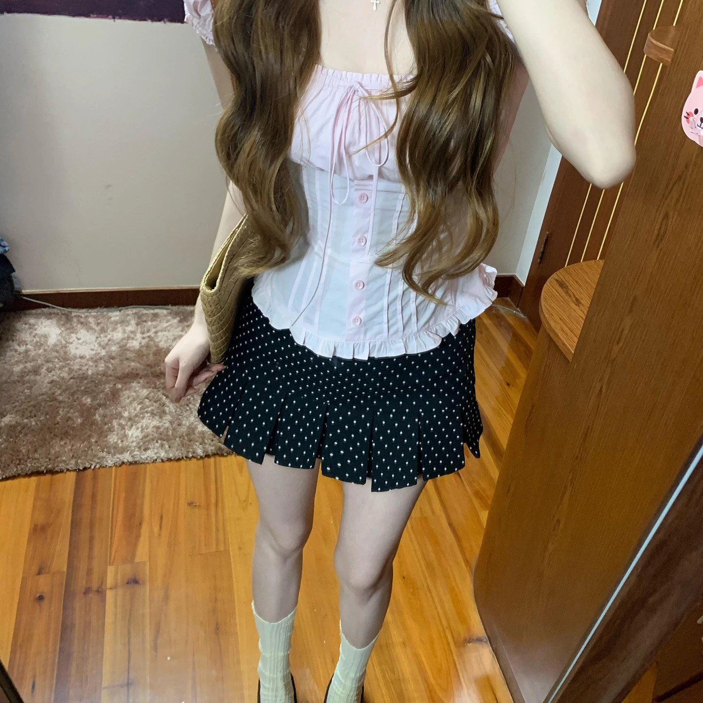 2026 여름 프랑스식 달콤함 거품 소매 나비 매듭 광장 칼라 셔츠 광장 칼라 오프숄더 작은 셔츠