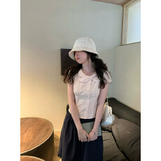 批发2026新款夏季短袖衬衫女韩系圆领收腰领结衬衣收腰显瘦<b class='q'>上衣</b>