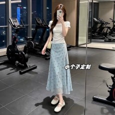 批发2026韩系碎花<b class='q'>半身裙</b>女夏季高腰显瘦<b class='q'>雪纺</b>包臀鱼尾裙短袖两件套