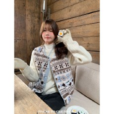 批发PPHOME**~可爱费尔岛羊羔毛麂皮叠穿马甲背心女保暖外套送包包
