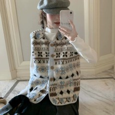 批发费尔岛皮毛一体羊羔绒皮草毛毛马甲女秋冬季2026新款背心外套加厚