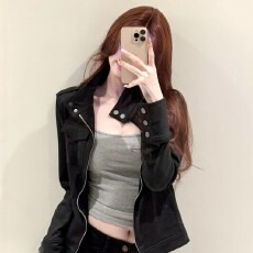 批发复古黑色麂皮绒外套女<b class='q'>春</b>秋2026新款宽松设计感休闲立领秋季夹克潮