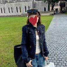 批发法式轻奢名媛千金藏青色<b class='q'>小香</b>风外套秋季显瘦通勤约会工装风上衣女