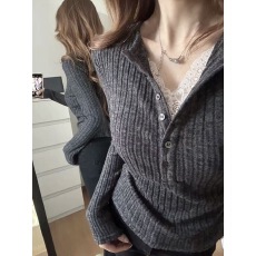 批发实价～大码<b class='q'>秋</b>冬气质蕾丝V领假两件显瘦遮肉打底上衣正肩长袖T恤