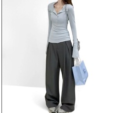 批发实价大码通勤百搭多纽扣打底衫修身长袖T恤上衣