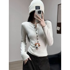 批发实价大码秋<b class='q'>冬</b>磨毛美式辣妹半开领长袖T恤女内搭修身打底上衣