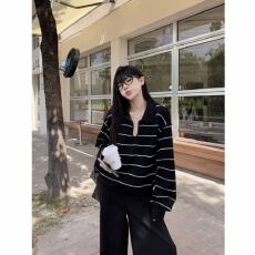 批发大码微胖宽松慵懒风长袖休闲百搭条纹针织上衣