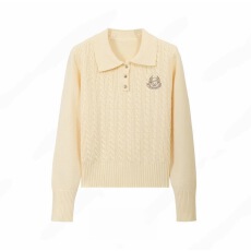 批发实价大码学院风麻花POLO毛衣冬季新款翻领刺绣套头短款针织衫