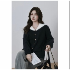 批发实价<b class='q'>大码</b>海军领设计感毛衣冬季百搭显瘦<b class='q'>针织衫</b>上衣