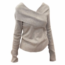 批发实价<b class='q'>大码</b>不规则V领针织衫女秋冬修身显瘦内搭打底衫上衣