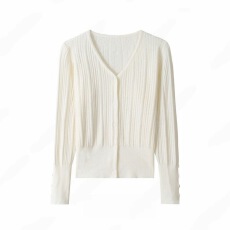 批发实价大码V领修身针织衫女新款外搭高级感别致上衣