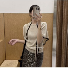 批发实价大码气质基础百搭带围巾针织衫春夏新款时尚显瘦短袖上衣