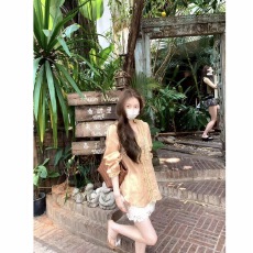 批发胖MM大码夏季新款花褶衬衫上衣宽松显瘦百搭T恤