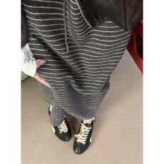 批发己出货 新款韩系加厚H版型休闲条纹撞色糯糯百搭<b class='q'>半身裙</b>