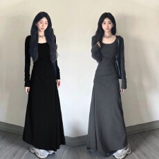 批发己出货 高端长裙赫本连衣裙显瘦长款A字裙