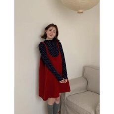 批发己出货 吊带<b class='q'>连衣裙</b>叠穿<b class='q'>印花</b>长袖打底衫上衣两件套