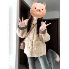 批发己出货 短款加厚羊羔绒宽松皮草毛毛上衣